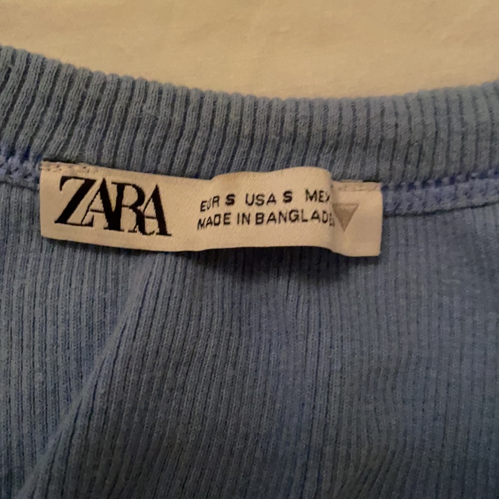Zara Blue Ribbed Tank Top - Picture 4 of 8